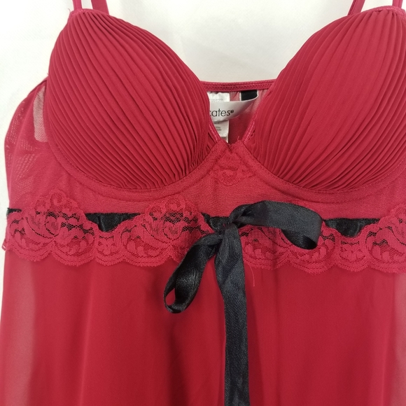DELICATES Sexy Red Sheer Padded Babydoll Nightie - Picture 2 of 12
